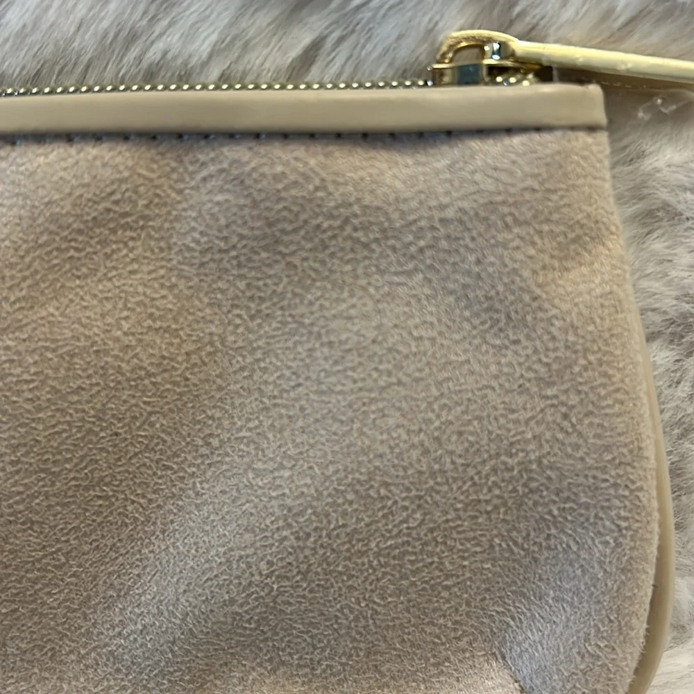 Michael Kors Beige Suede Pouch & Brown MK Signature Zip Wallet